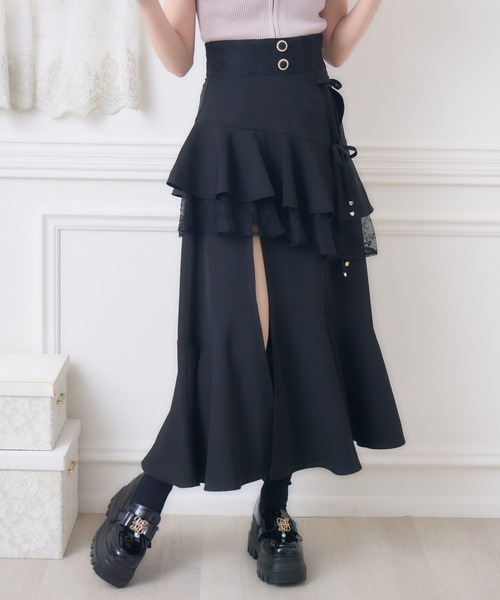 couture BY ROJITA(クチュールバイロジータ)の「レースフリルスリットロングスカート(スカート・レディース・その他/ピンク/ブラック・FREE)」の14枚目の写真