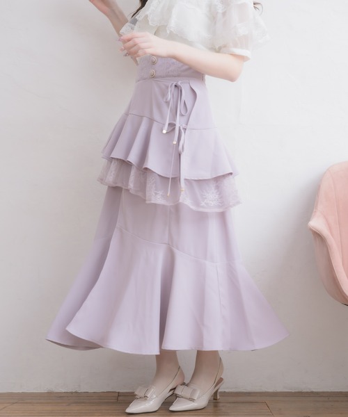 couture BY ROJITA(クチュールバイロジータ)の「レースフリルスリットロングスカート(スカート・レディース・その他/ピンク/ブラック・FREE)」の17枚目の写真