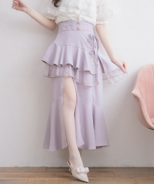couture BY ROJITA(クチュールバイロジータ)の「レースフリルスリットロングスカート(スカート・レディース・その他/ピンク/ブラック・FREE)」の18枚目の写真