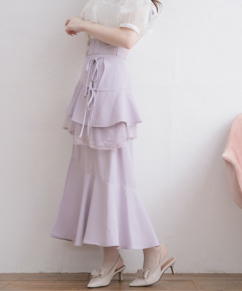 couture BY ROJITA(クチュールバイロジータ)の「レースフリルスリットロングスカート(スカート・レディース・その他/ピンク/ブラック・FREE)」の19枚目の写真