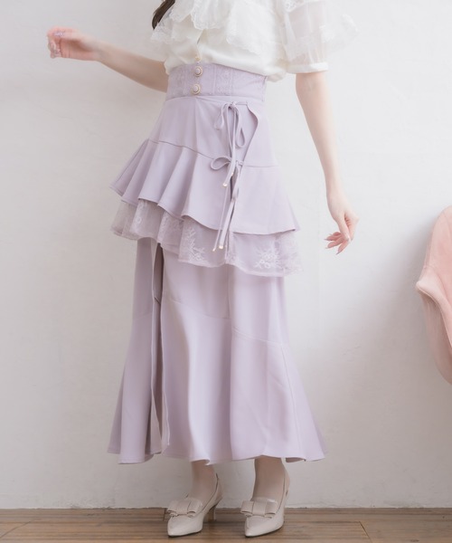 couture BY ROJITA(クチュールバイロジータ)の「レースフリルスリットロングスカート(スカート・レディース・その他/ピンク/ブラック・FREE)」の20枚目の写真