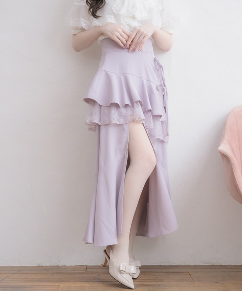 couture BY ROJITA(クチュールバイロジータ)の「レースフリルスリットロングスカート(スカート・レディース・その他/ピンク/ブラック・FREE)」の11枚目の写真
