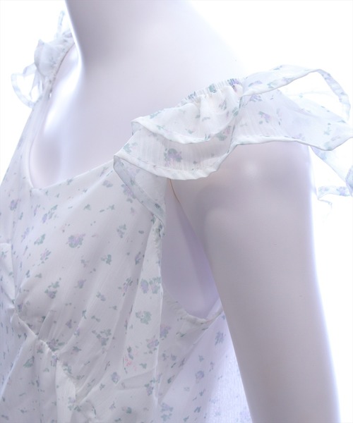 STAY MOTION（ステイモーション）の「【WEB限定】小花柄フリルシアーブラウス［骨格ウェーブ／フェミニン／ガーリー／韓国ファッション］（シャツ/ブラウス・レディース・アイボリー/オフホワイト・F）」の16枚目の写真