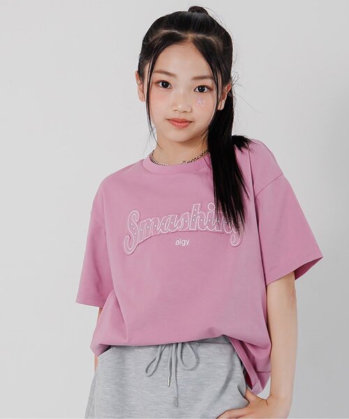 algy（アルジー）の「スタッズロゴアップリケ半袖Tシャツ（Tシャツ/カットソー・キッズ・ピンク/ラベンダー/チャコール・160/150/140/130）」の3枚目の写真