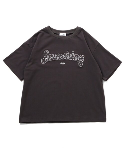 algy（アルジー）の「スタッズロゴアップリケ半袖Tシャツ（Tシャツ/カットソー・キッズ・ピンク/ラベンダー/チャコール・160/150/140/130）」の2枚目の写真