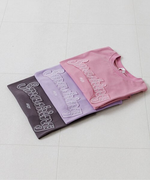 algy（アルジー）の「スタッズロゴアップリケ半袖Tシャツ（Tシャツ/カットソー・キッズ・ピンク/ラベンダー/チャコール・160/150/140/130）」の8枚目の写真