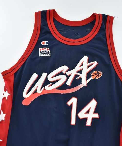 LABORATORY R（ラボラトリーアール）の「【USED】90's Champion "TEAM USA #14" バスケ ゲームシャツ USA製（タンクトップ・メンズ・ネイビー・MEDIUM）」の2枚目の写真