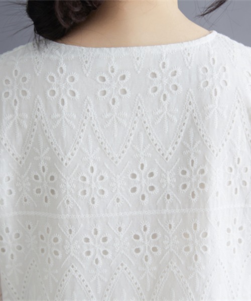 ONEP STAR(ワンピスター)の「刺繍レースティアード半袖ワンピース(ワンピース・レディース・ホワイト・MEDIUM/LARGE/X-LARGE)」の5枚目の写真
