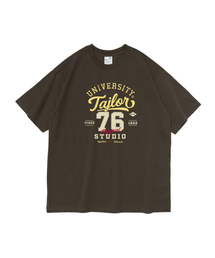 ユニバーシティ76グラフィックオーバーサイズ半袖Tシャツ(カーキ)