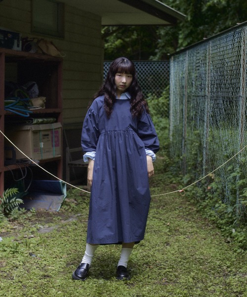 shesaidthat(シーセッドザット)の「shesaidthat - ギャザーワンピース / Gather Dress(ワンピース・レディース・ネイビー/ホワイト・FREE)」の1枚目の写真