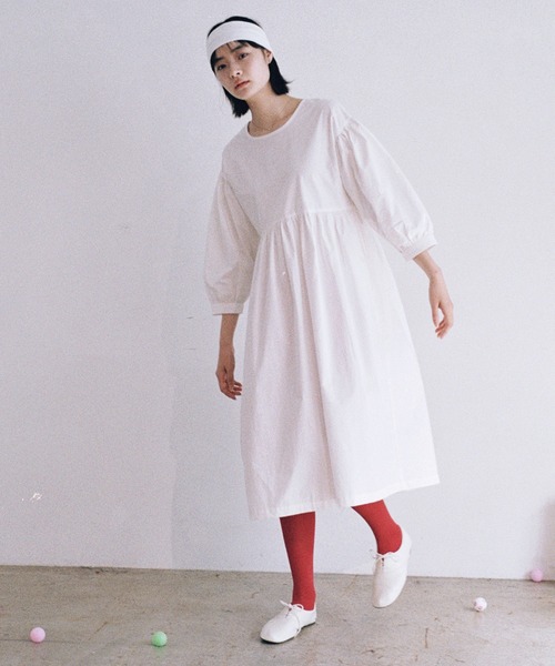 shesaidthat(シーセッドザット)の「shesaidthat - ギャザーワンピース / Gather Dress(ワンピース・レディース・ネイビー/ホワイト・FREE)」の2枚目の写真