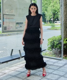 ボリュームチュールパフスリーブドレス / volume tulle puff sleeve