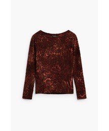 Velvet floral texture long sleeve top / ベルベットフローラルテクスチャーロングスリーブトップ
