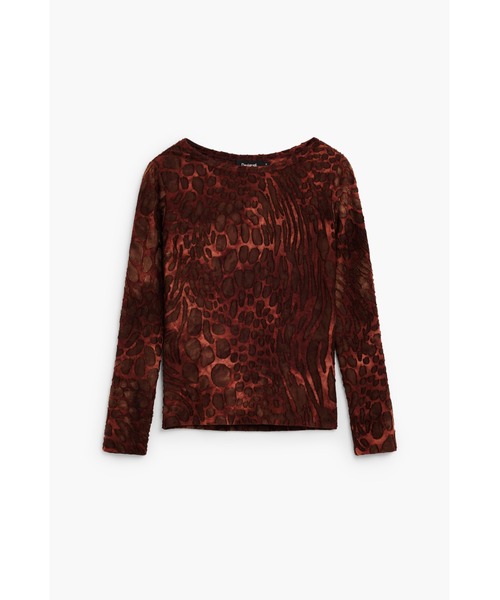 Desigual(デシグアル)の「Velvet floral texture long sleeve top / ベルベットフローラルテクスチャーロングスリーブトップ(Tシャツ/カットソー・レディース・ブラック・XL/L/M/S)」の1枚目の写真