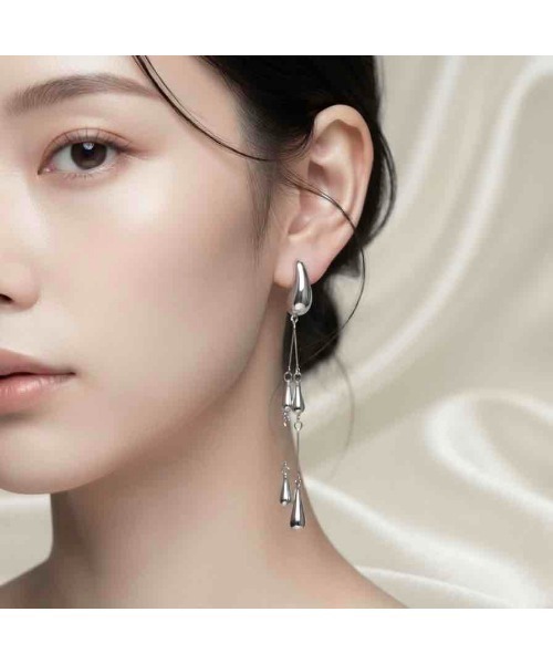 tone（トーン）の「【88eighty-eight】シルバードロップロングシンプルピアス【import】(MA)（ピアス（両耳用）・レディース・シルバー・FREE）」の3枚目の写真