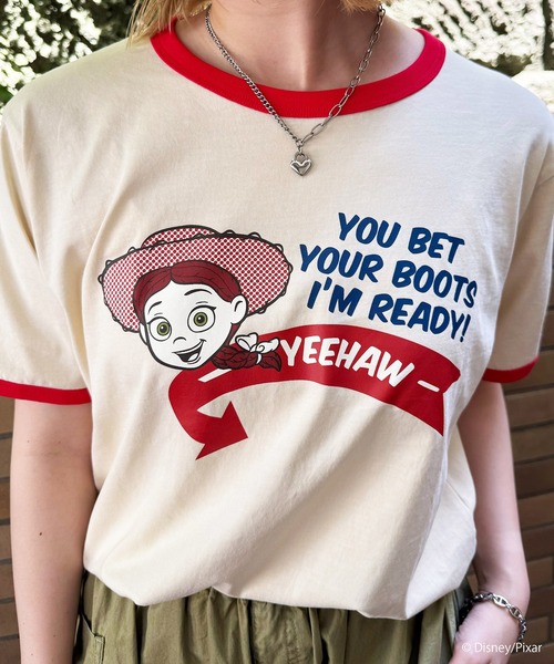 DOUBLE NAME(ダブルネーム)の「【TOY STORY】レトロポップリンガーTEE(Tシャツ/カットソー・レディース・オフホワイト/ネイビー・FREE)」の17枚目の写真