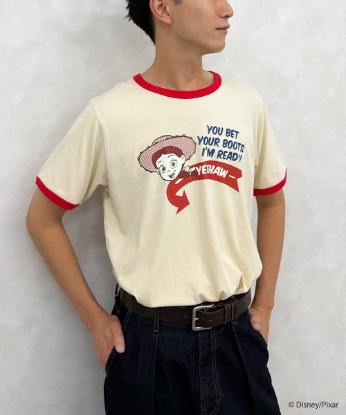 DOUBLE NAME(ダブルネーム)の「【TOY STORY】レトロポップリンガーTEE(Tシャツ/カットソー・レディース・オフホワイト/ネイビー・FREE)」の18枚目の写真