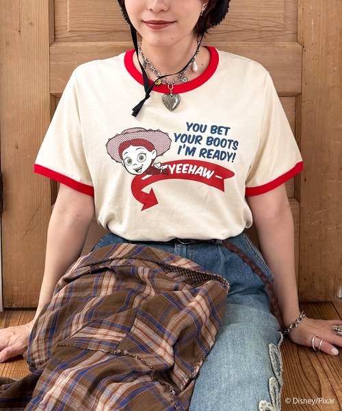 DOUBLE NAME(ダブルネーム)の「【TOY STORY】レトロポップリンガーTEE(Tシャツ/カットソー・レディース・オフホワイト/ネイビー・FREE)」の15枚目の写真
