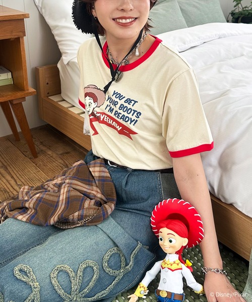DOUBLE NAME(ダブルネーム)の「【TOY STORY】レトロポップリンガーTEE(Tシャツ/カットソー・レディース・オフホワイト/ネイビー・FREE)」の6枚目の写真