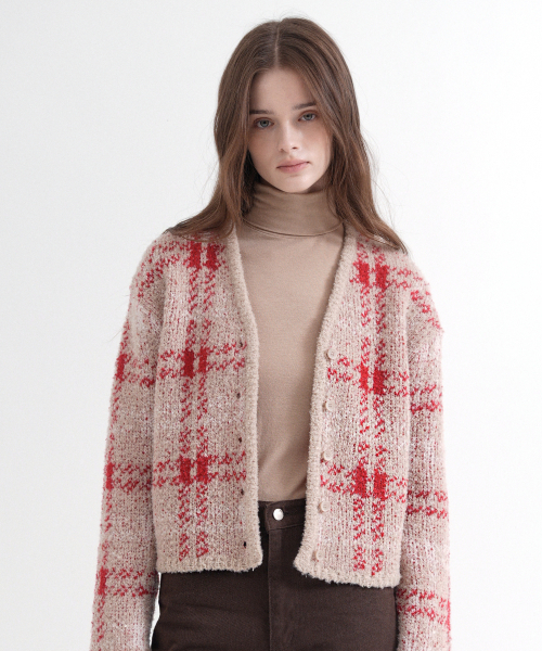 VLETI（ブレッティ）の「Jacquard Recycled Knit Cardigan (beige)（カーディガン/ボレロ・レディース・ベージュ・FREE）」の2枚目の写真