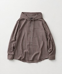 チェックフードシャツ