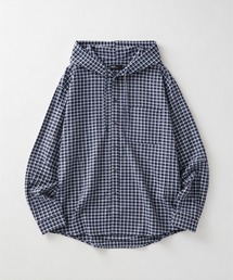 チェックフードシャツ