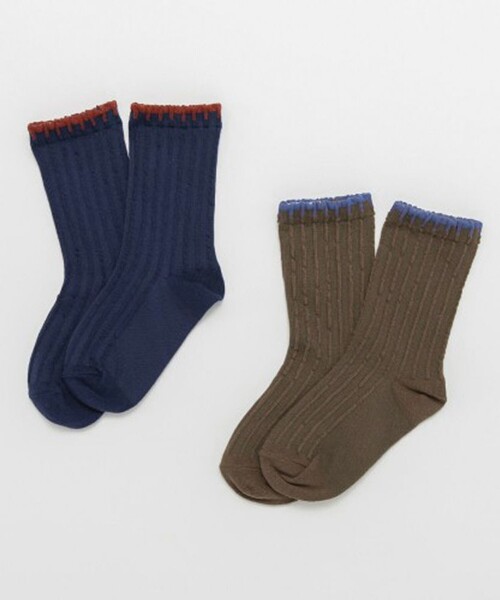 BRANSHES(ブランシェス)の「ブランケットステッチ風配色ソックス(ソックス/靴下・キッズ・ネイビー/ブラウン・13-15㎝/19-21㎝/16-18㎝)」の3枚目の写真
