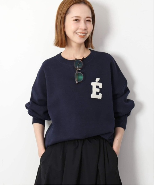 SLOBE IENA(スローブイエナ)の「《WEB限定カラーあり/シリーズあり/追加》サガラ刺繍スウェットライクニット(ニット/セーター・レディース・チャコールグレー/ブラック/ベージュ/ネイビー・FREE)」の7枚目の写真
