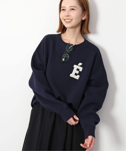 SLOBE IENA(スローブイエナ)の「《WEB限定カラーあり/シリーズあり/追加》サガラ刺繍スウェットライクニット(ニット/セーター・レディース・チャコールグレー/ブラック/ベージュ/ネイビー・FREE)」の8枚目の写真