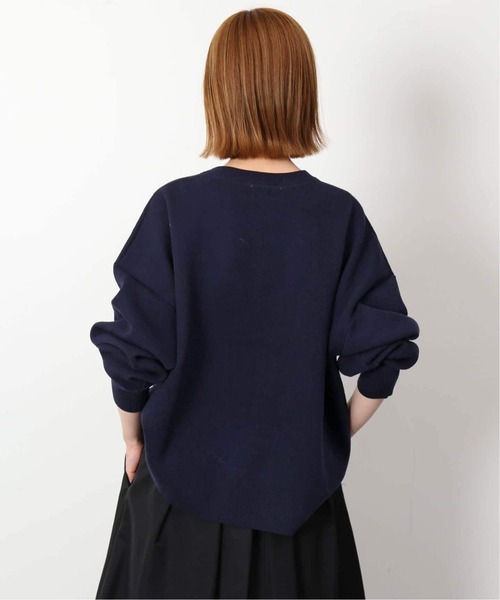 SLOBE IENA(スローブイエナ)の「《WEB限定カラーあり/シリーズあり/追加》サガラ刺繍スウェットライクニット(ニット/セーター・レディース・チャコールグレー/ブラック/ベージュ/ネイビー・FREE)」の9枚目の写真