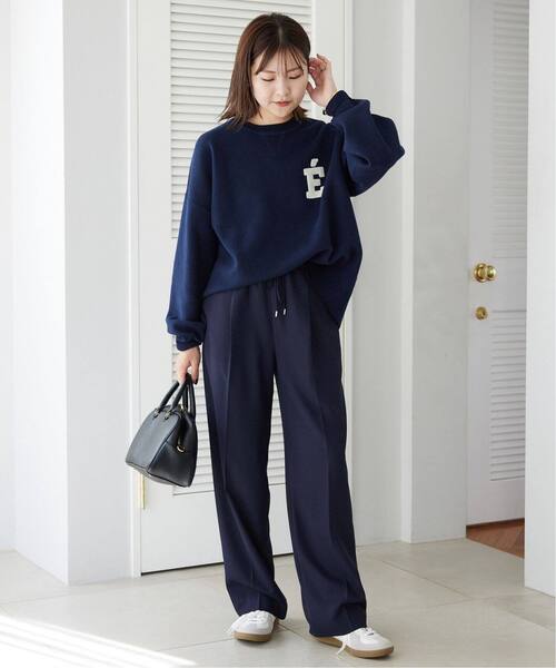 SLOBE IENA(スローブイエナ)の「《WEB限定カラーあり/シリーズあり/追加》サガラ刺繍スウェットライクニット(ニット/セーター・レディース・チャコールグレー/ブラック/ベージュ/ネイビー・FREE)」の11枚目の写真
