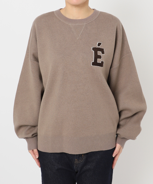SLOBE IENA(スローブイエナ)の「《WEB限定カラーあり/シリーズあり/追加》サガラ刺繍スウェットライクニット(ニット/セーター・レディース・チャコールグレー/ブラック/ベージュ/ネイビー・FREE)」の15枚目の写真