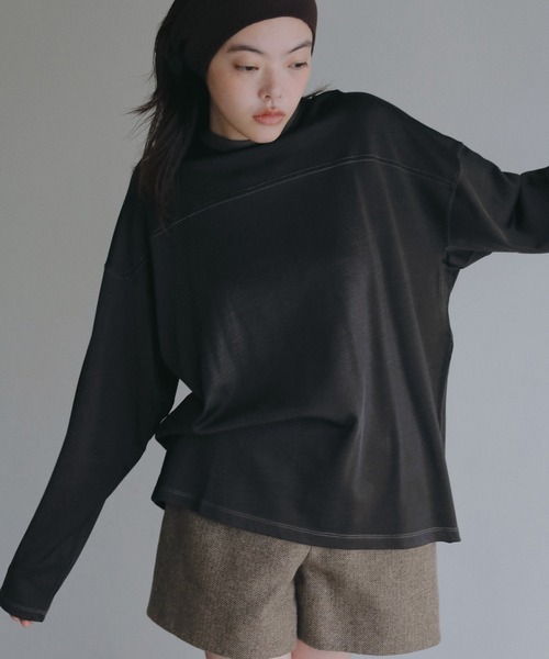 anuke(アンヌーク)の「Panel Over Long T-shrits(Tシャツ/カットソー・レディース・ブラウン/ベージュ・FREE)」の12枚目の写真