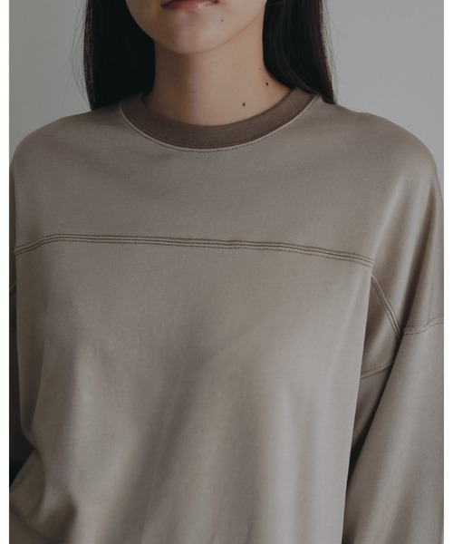 anuke(アンヌーク)の「Panel Over Long T-shrits(Tシャツ/カットソー・レディース・ブラウン/ベージュ・FREE)」の14枚目の写真