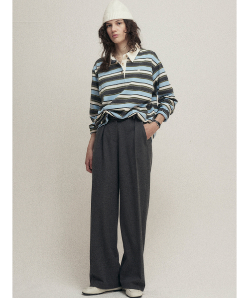 MALOUPE（マロップ）の「5118 ストライプカラーTシャツ (ブルー)（ポロシャツ・レディース・ブルー・FREE）」の2枚目の写真