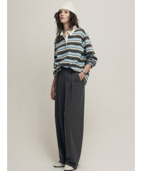 MALOUPE（マロップ）の「5118 ストライプカラーTシャツ (ブルー)（ポロシャツ・レディース・ブルー・FREE）」の3枚目の写真