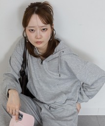 ダブルフェイスハーフジップショート丈フーディー