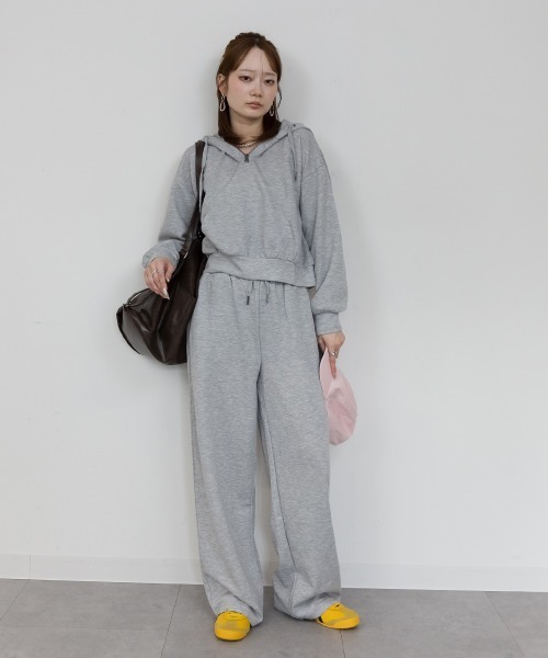 mellomela.(メロメラ)の「ダブルフェイスハーフジップショート丈フーディー(パーカー・レディース・杢グレー/ブラック・M)」の14枚目の写真