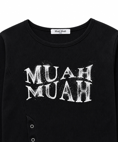muahmuah（ムーアムーア）の「スリットスナップボタン長袖Tシャツ [ブラック]（Tシャツ/カットソー・レディース・その他・FREE）」の12枚目の写真