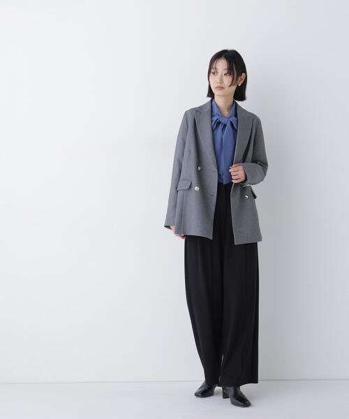 NATURAL BEAUTY BASIC(ナチュラルビューティーベーシック)の「ダブルブレストボクシージャケットⅡ(テーラードジャケット・レディース・グレー/ブラウン・MEDIUM/SMALL)」の3枚目の写真