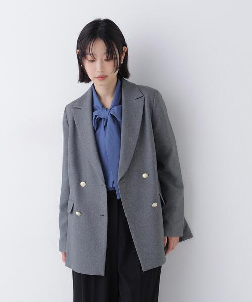 NATURAL BEAUTY BASIC(ナチュラルビューティーベーシック)の「ダブルブレストボクシージャケットⅡ(テーラードジャケット・レディース・グレー/ブラウン・MEDIUM/SMALL)」の6枚目の写真