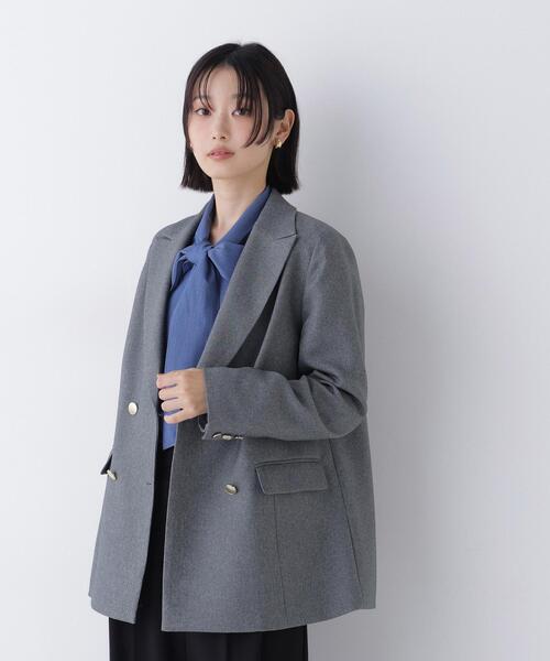 NATURAL BEAUTY BASIC(ナチュラルビューティーベーシック)の「ダブルブレストボクシージャケットⅡ(テーラードジャケット・レディース・グレー/ブラウン・MEDIUM/SMALL)」の8枚目の写真