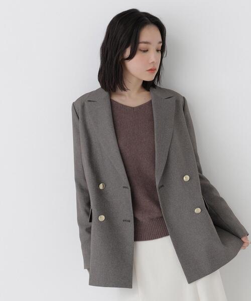 NATURAL BEAUTY BASIC(ナチュラルビューティーベーシック)の「ダブルブレストボクシージャケットⅡ(テーラードジャケット・レディース・グレー/ブラウン・MEDIUM/SMALL)」の20枚目の写真