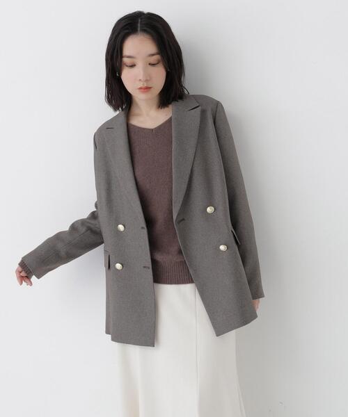 NATURAL BEAUTY BASIC(ナチュラルビューティーベーシック)の「ダブルブレストボクシージャケットⅡ(テーラードジャケット・レディース・グレー/ブラウン・MEDIUM/SMALL)」の22枚目の写真