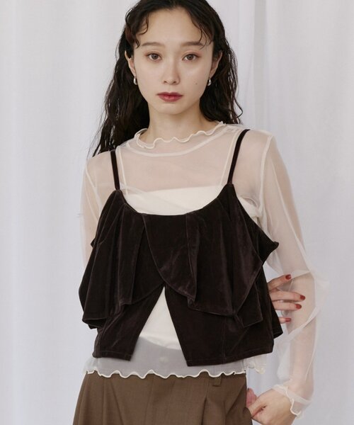 COLONY 2139（コロニートゥーワンスリーナイン）の「【オケージョン/2SET】ベロアリボンビスチェキャミ＆Tシャツ（Tシャツ/カットソー・レディース・ネイビー/ブラウン・FREE）」の17枚目の写真