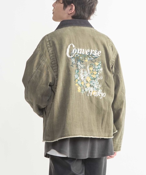 CONVERSE TOKYO(コンバーストウキョウ)の「EMBROIDERY DETROIT JACKET(ブルゾン・レディース・オリーブ/ブラック・SMALL/MEDIUM)」の1枚目の写真