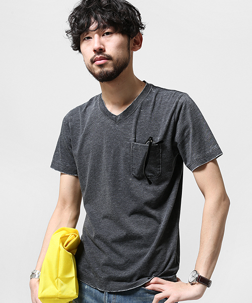 42ND ROYAL HIGHLAND(フォーティーセカンドロイヤルハイランド)の「ROYAL PALM/ RP Vintage VネックポケットT(Tシャツ/カットソー・メンズ・グレー/ブルー/ブラック・MEDIUM/SMALL/LARGE)」の1枚目の写真
