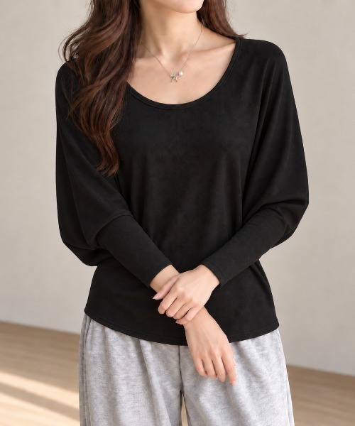 Carpe Diem（カルペディエム）の「細リブ ドルマンスリーブカットソー（Tシャツ/カットソー・レディース・ホワイト/ブラック/ライトブルー/モカ/ダークグレー/ピンク・FREE）」の12枚目の写真