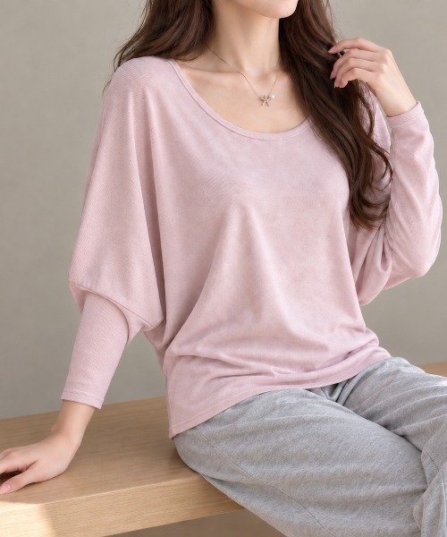 Carpe Diem（カルペディエム）の「細リブ ドルマンスリーブカットソー（Tシャツ/カットソー・レディース・ホワイト/ブラック/ライトブルー/モカ/ダークグレー/ピンク・FREE）」の17枚目の写真
