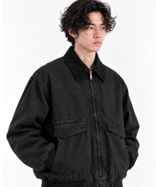 GRAYBLVD(グレイブラバット)の「コルト襟付きワークジャケット (ブラック)(デニムジャケット・レディース・その他・1/2)」の1枚目の写真